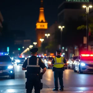 Police patrols monitoring downtown Augusta at night