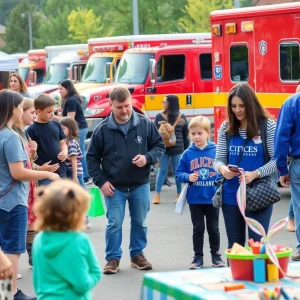 Families enjoying the Public Safety Fair in Evans, Georgia.