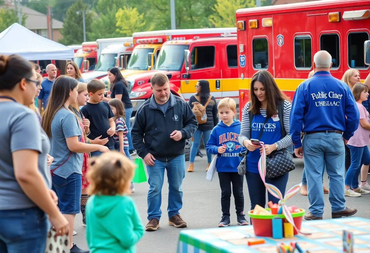 Families enjoying the Public Safety Fair in Evans, Georgia.