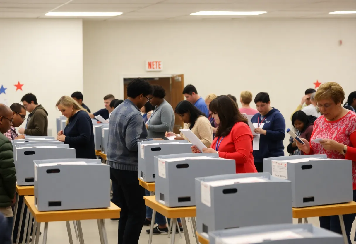 Polling station in Richmond County with voters participating in the election process.