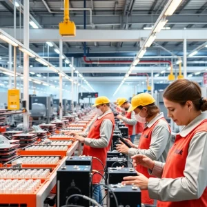 Workers at Rinnai Manufacturing Facility producing tankless water heaters