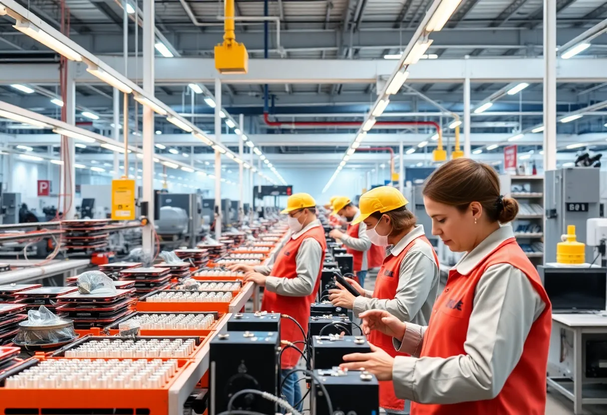 Workers at Rinnai Manufacturing Facility producing tankless water heaters