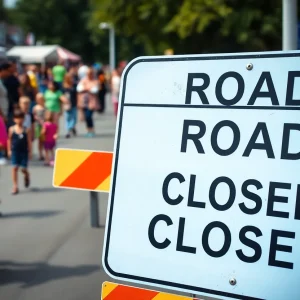 Road closure sign during the Public Safety Event