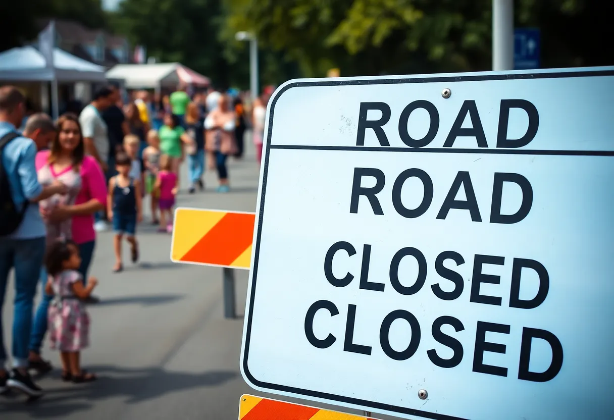 Road closure sign during the Public Safety Event
