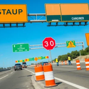 Construction workers improving road safety on U.S. Highway 1