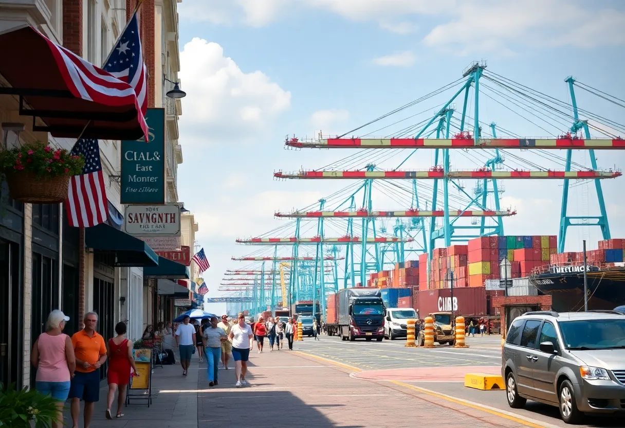 Economic recovery in Savannah with tourists and busy logistics