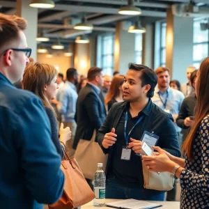 Local business owners networking during the Small Business Week luncheon