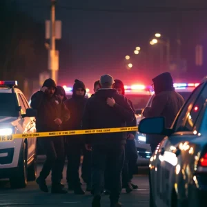 Law enforcement officers arresting gang members
