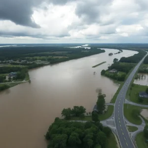 Flooded streets and rising river levels in South Carolina.