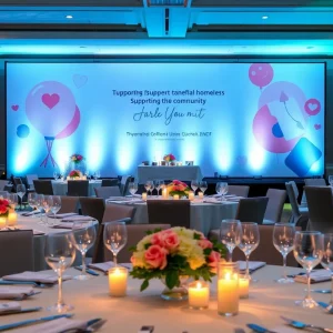 Elegant banquet setup for charity event
