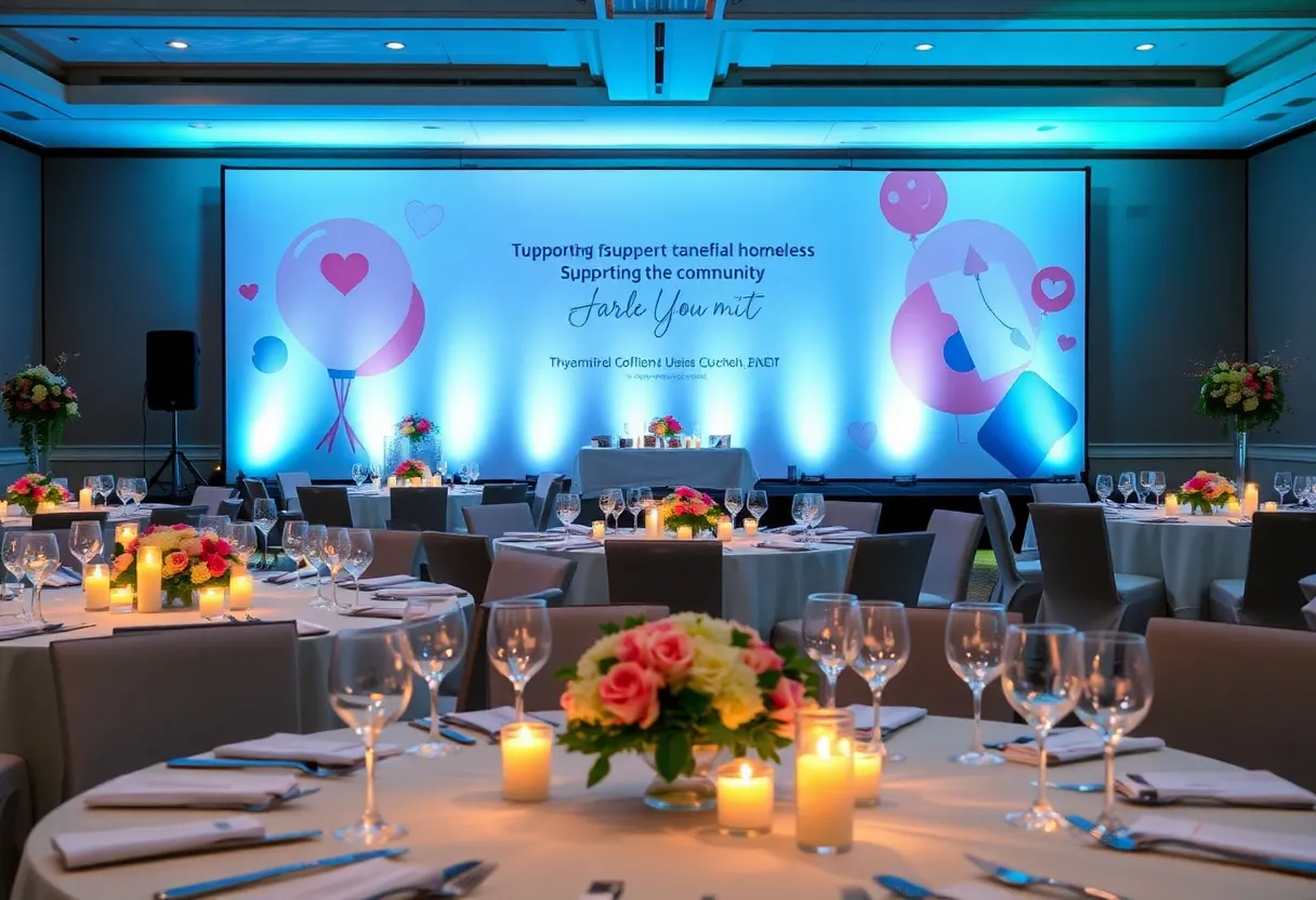 Elegant banquet setup for charity event