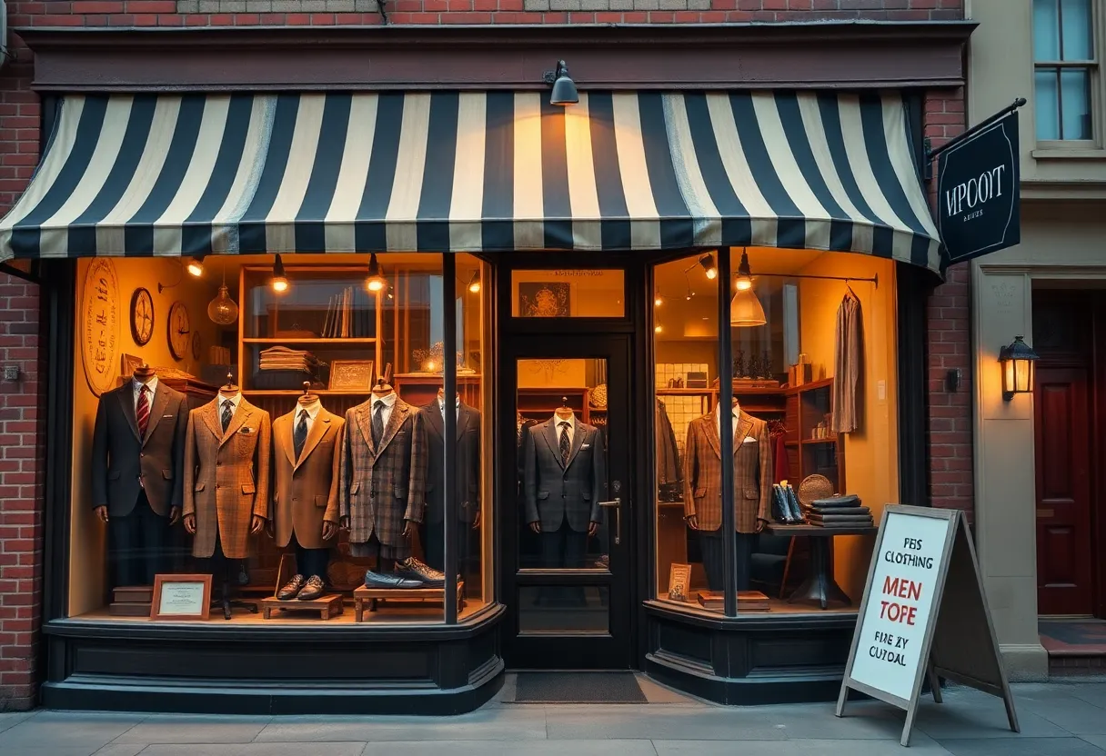 Exterior view of The Squire Shop, a classic men's clothing store