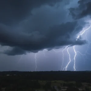Dramatic thunderstorm clouds above Augusta, Georgia