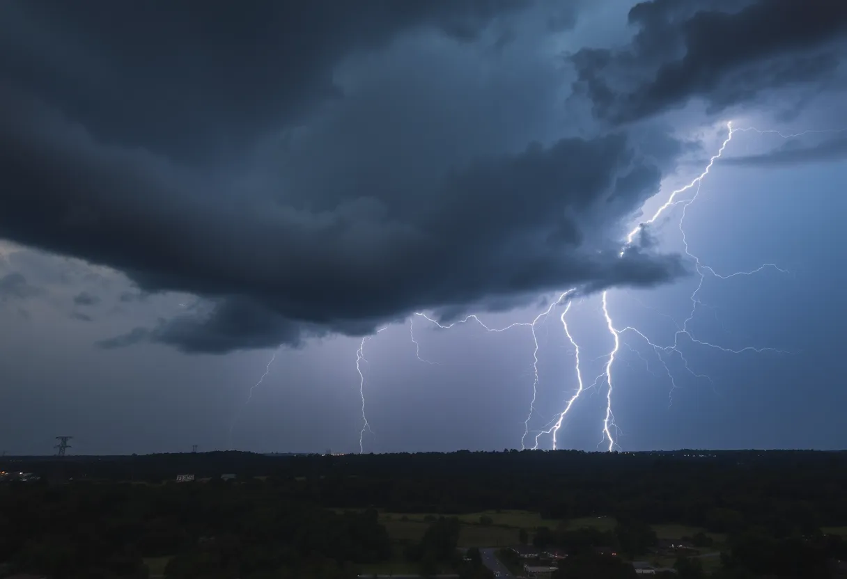 Dramatic thunderstorm clouds above Augusta, Georgia