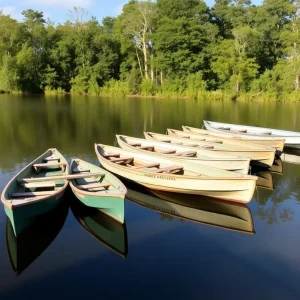 Yamaha donated boats on a tranquil lake environment