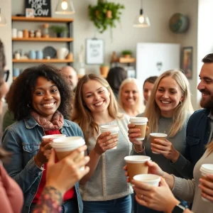 Community members gathered for a coffee fundraiser