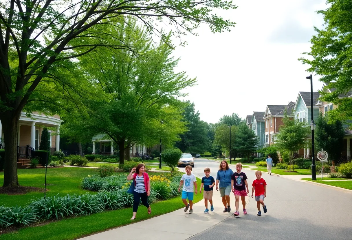 A family enjoying a sunny day in a neighborhood park in Atlanta.