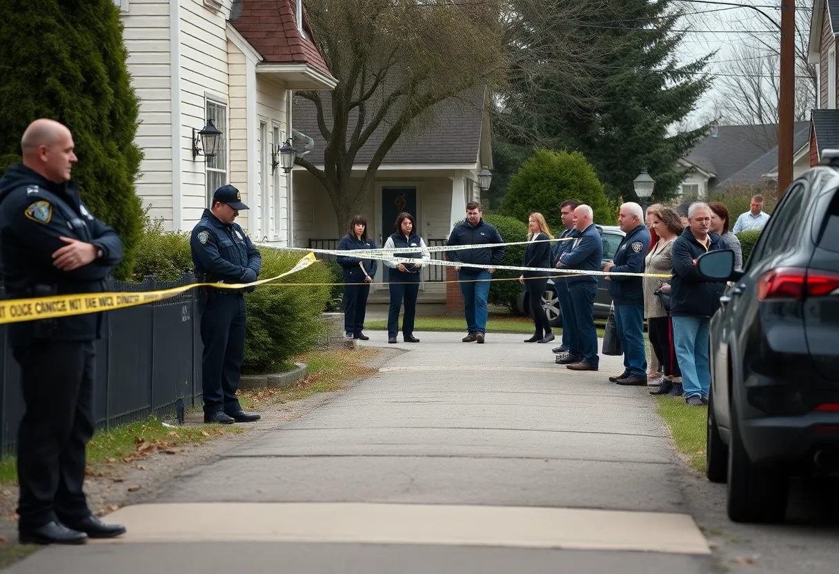 Police line and evidence markers outside Augusta home
