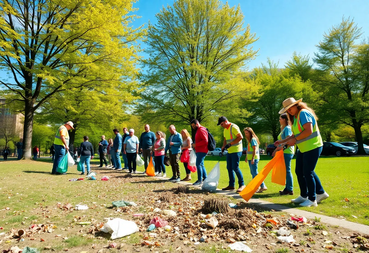 Volunteers participating in a community clean-up event in Augusta.