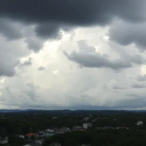 Stormy sky over Augusta, Georgia showcasing hurricane preparedness efforts