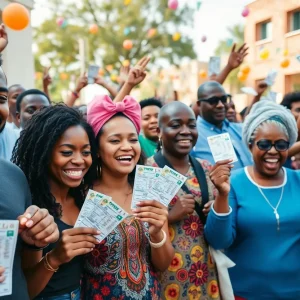 Residents of Augusta celebrating lottery wins with excitement.