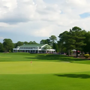 View of Augusta National Golf Club showing changes in landscape post-Hurricane Helene