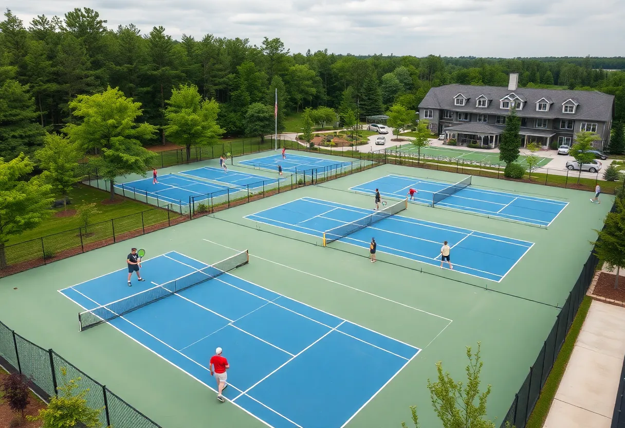 Rendering of proposed Augusta pickleball and tennis complex with outdoor courts