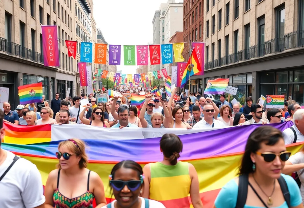 Augusta Pride parade with participants celebrating diversity and unity