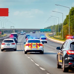 Police responding to a road rage incident on a highway