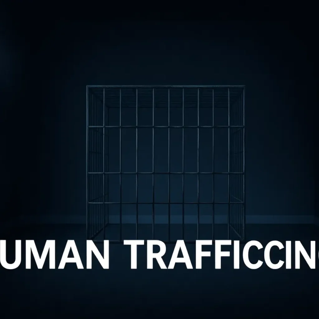 Illustration of a cage symbolizing human trafficking