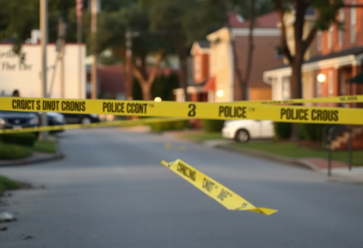 Crime scene in Augusta, Georgia, marked with police tape.