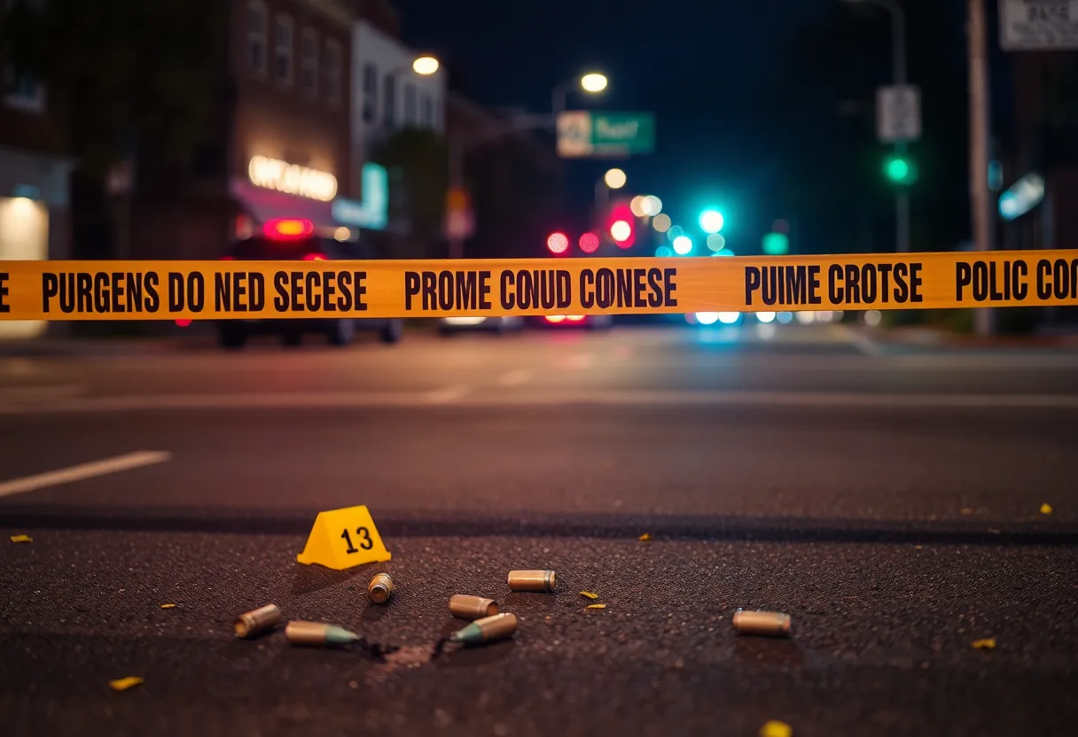 Police roadblock with evidence markers on Ellis Street