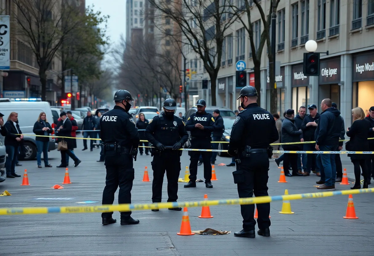 Police officers at the scene of a shooting investigation in Augusta