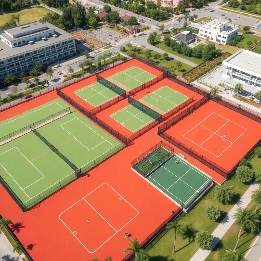 Rendering of the proposed Augusta sports complex with tennis and pickleball courts.