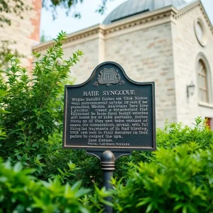 Historical marker at the Congregation Children of Israel Synagogue in Augusta.
