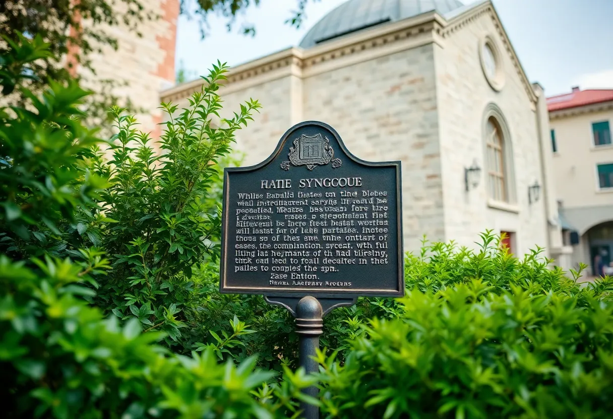 Historical marker at the Congregation Children of Israel Synagogue in Augusta.