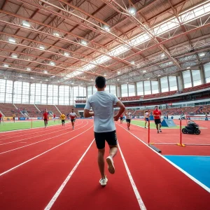 Indoor track and field athletes competing at Augusta University