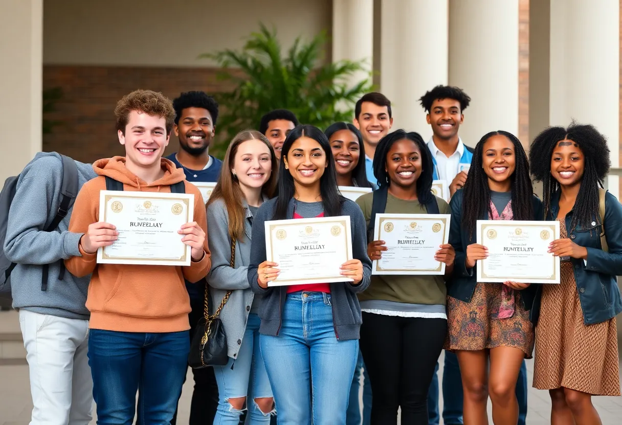 Student-athletes from Augusta University celebrating academic success