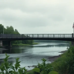 A bridge over a river depicting an atmosphere of safety concerns.