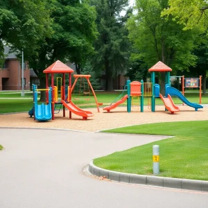 Playground equipment in a community park