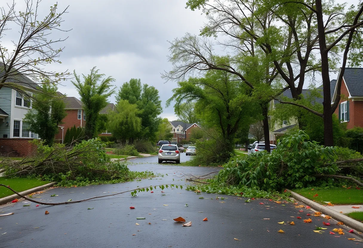 Damage from storm with fallen trees and debris in CSRA neighborhood