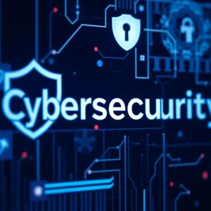 Digital representation of cybersecurity with protective elements