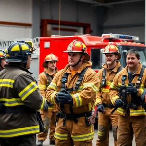 Firefighters in training at the Augusta Fire Academy