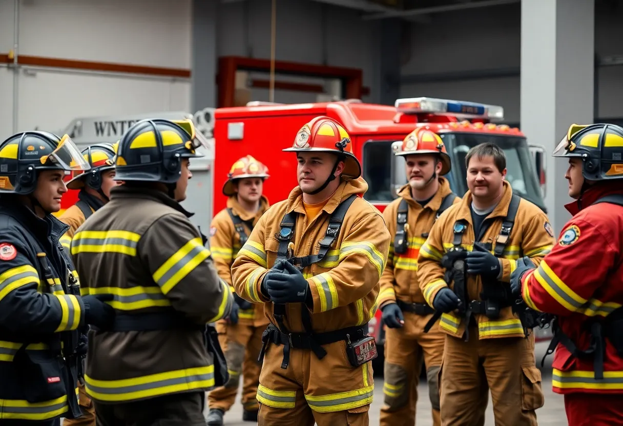 Firefighters in training at the Augusta Fire Academy