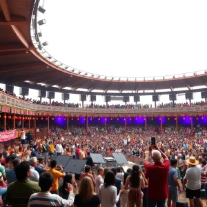 Artistic view of an arena symbolizing community culture and music heritage.