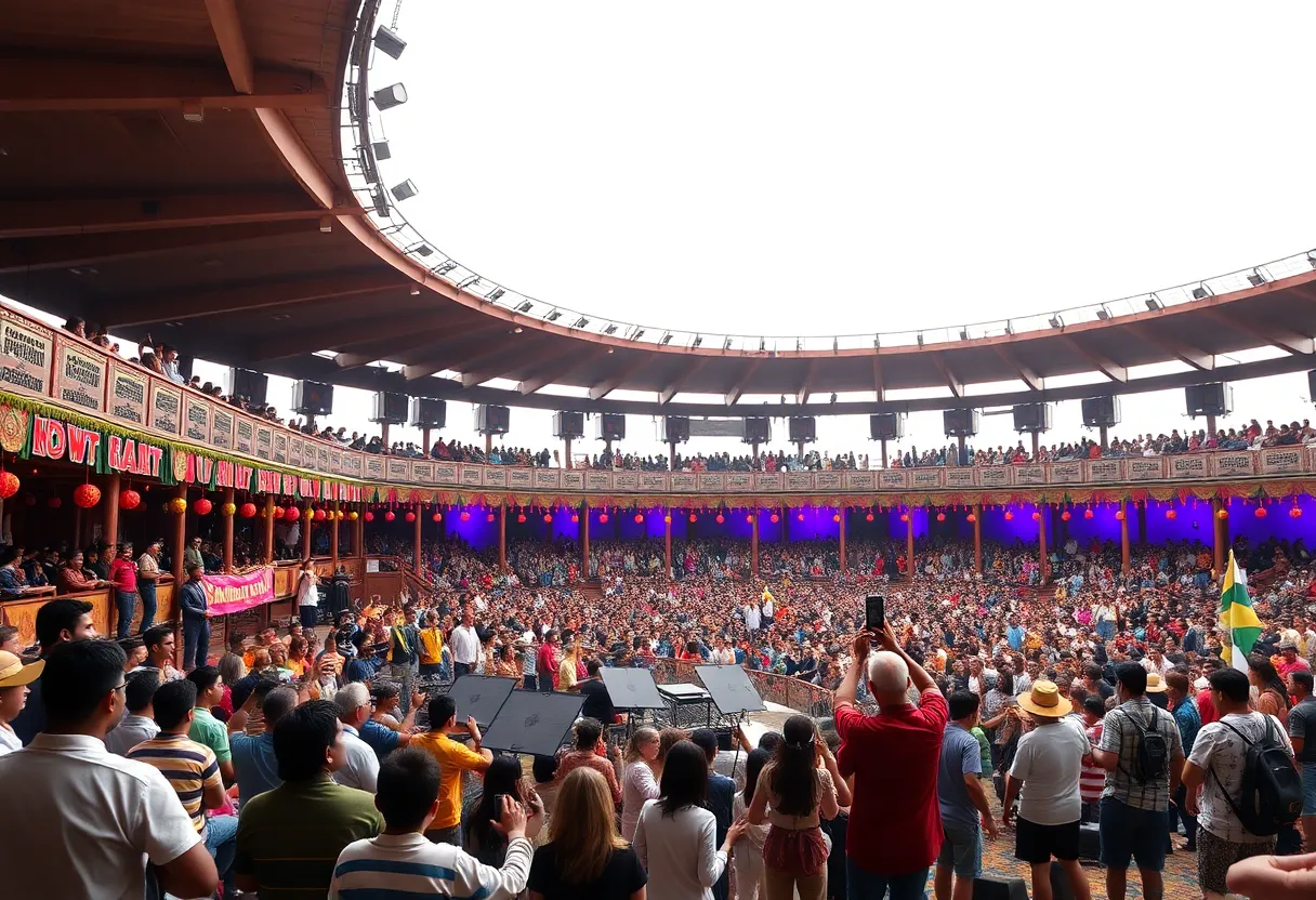 Artistic view of an arena symbolizing community culture and music heritage.