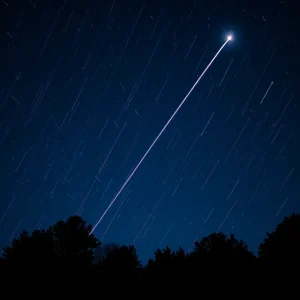 Bright meteor fireball lighting up the night sky