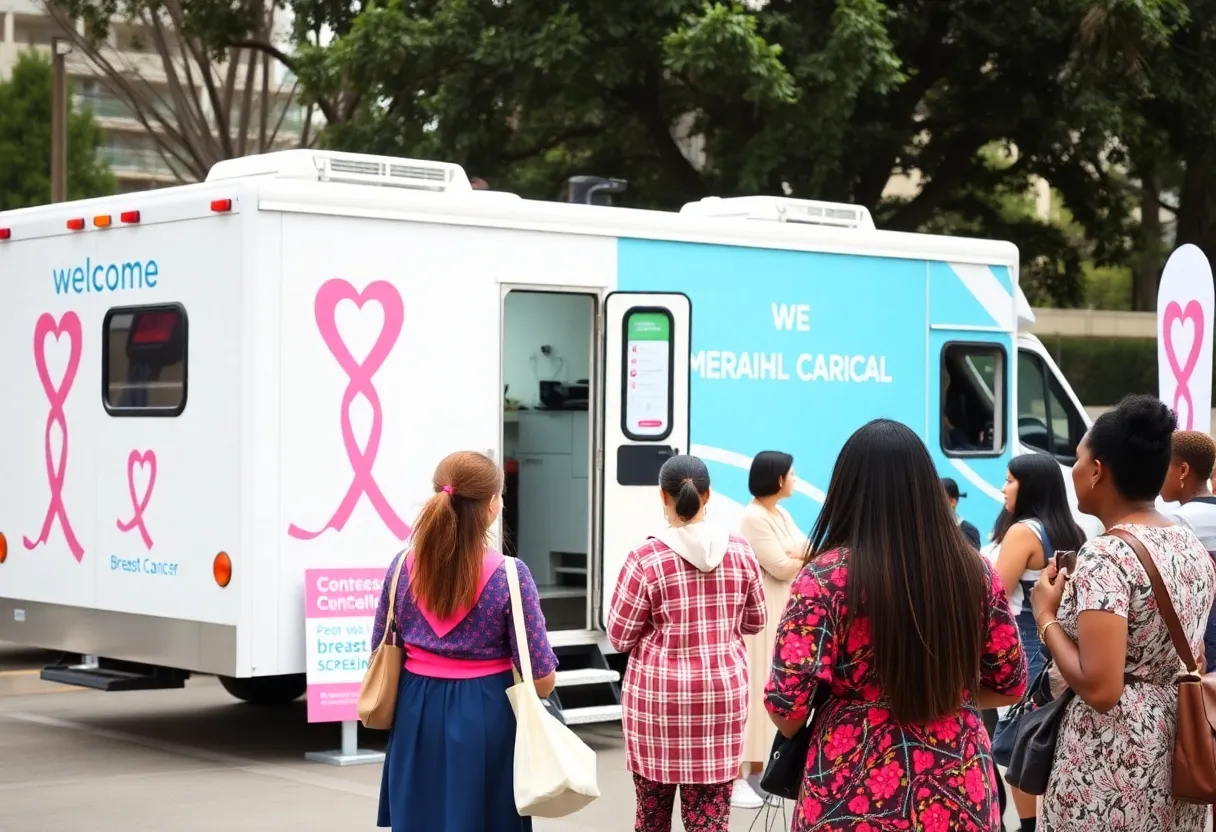 Mobile medical unit providing free breast cancer screenings in Augusta