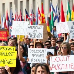 Protesters demonstrating for accountability and democracy