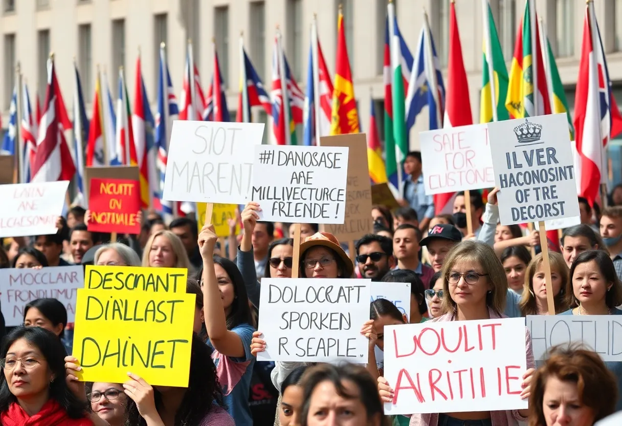 Protesters demonstrating for accountability and democracy